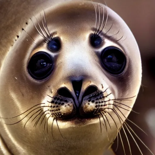 Prompt: seal pup with the face of a clown