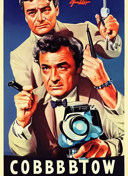 Prompt: columbo in 1 9 5 0 s pulp sci - fi movie poster, retrofuturism, highly detailed, mgm studios, david klein, reynold brown