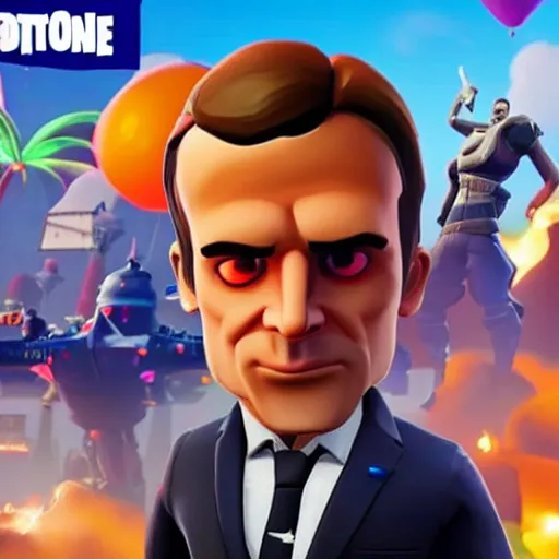 Image similar to macron in the video game fortnite