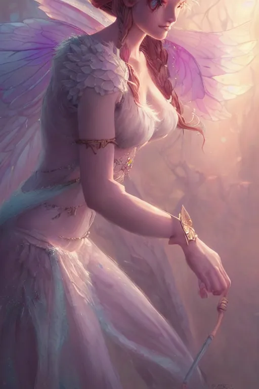 Image similar to fairy princess, highly detailed, d & d, fantasy, highly detailed, digital painting, trending on artstation, concept art, sharp focus, illustration, art by artgerm and greg rutkowski and magali villeneuve