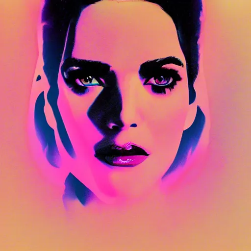 Prompt: portrait of pink hologram joi from blade runner