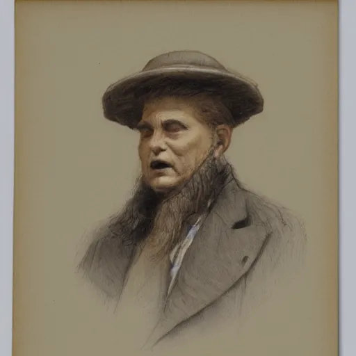 Image similar to man wearing a heavy fat stone hat high resolution, high quality, by jean - baptiste monge