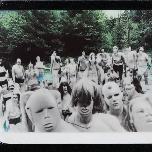 Image similar to Jason Voorhees 60's pool party Polaroid