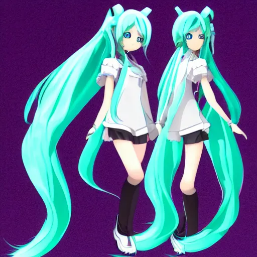 Image similar to Hatsune Miku in RWBY style