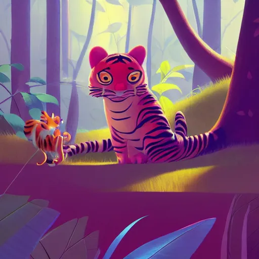 Prompt: goro fujita illustration a young cat tiger in the jungle by goro fujita, painting by goro fujita, sharp focus, highly detailed, artstation