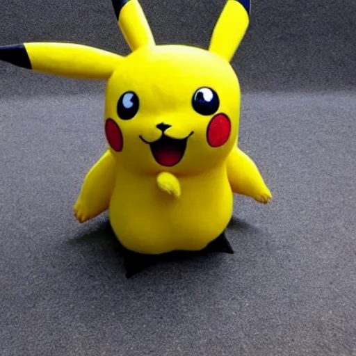 Prompt: Pikachu Sculpture made out of toilet paper