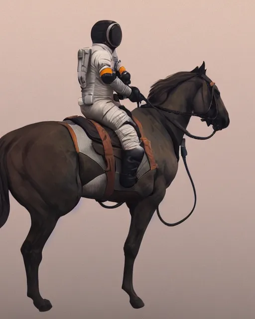 Image similar to sitting astronaut under the horse that riding, artstation