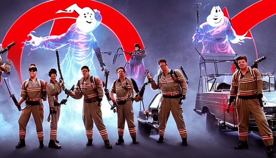 Image similar to big budget movie with ghostbusters monsters.