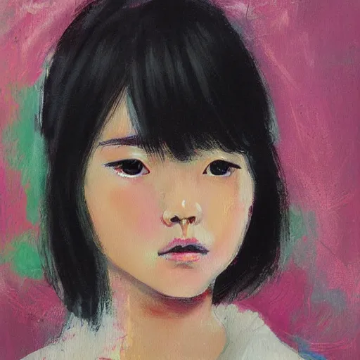 Prompt: 可 愛 い 女 の 子, painting by greg ruthowski