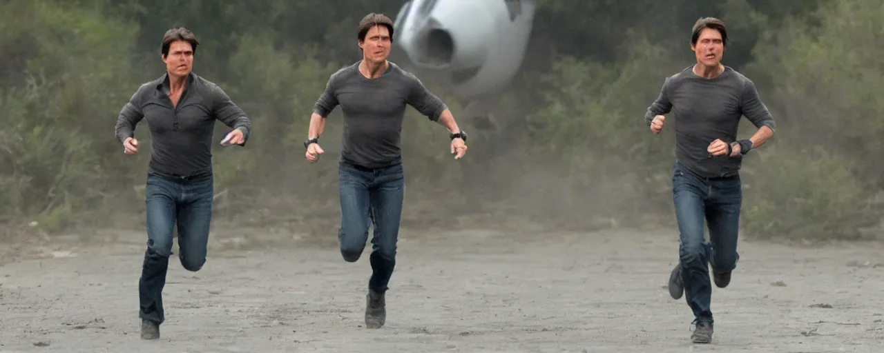 Image similar to tom cruise running during an impossible mission