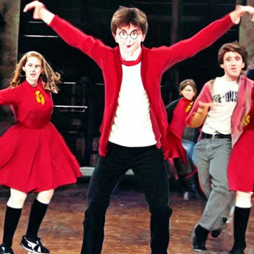 Prompt: harry potter dancing in high school musical