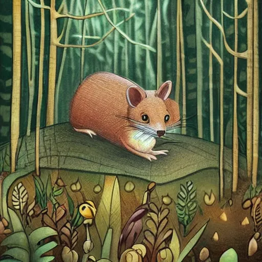 Prompt: maus in forest, by rivuletpaper, rivuletpaper art, Pinterest rivuletpaper, very detailed, Fairytale art, Art, Illustration art