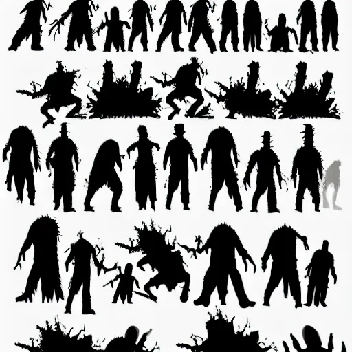 Image similar to a zombie horde, silhouette illustration