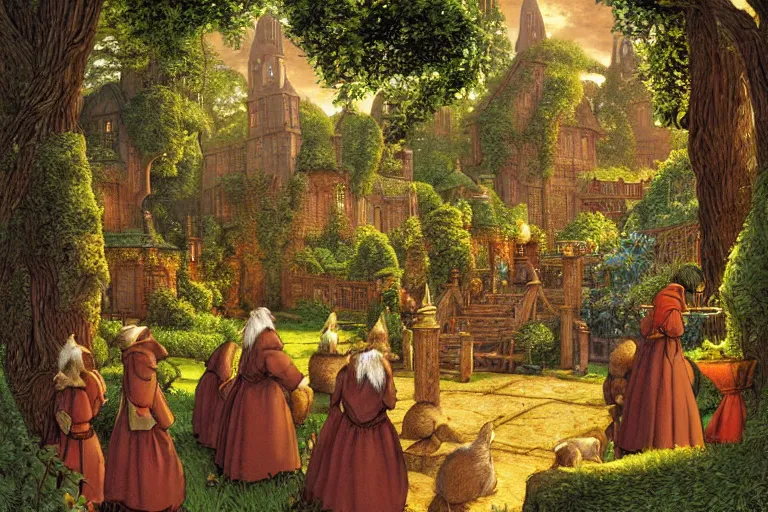 Image similar to elaborate dense beautiful scene from redwall abbey by brian jacques