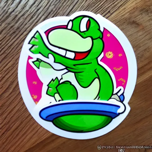 Image similar to symmetrical die cut sticker, yoshi from yoshi's island