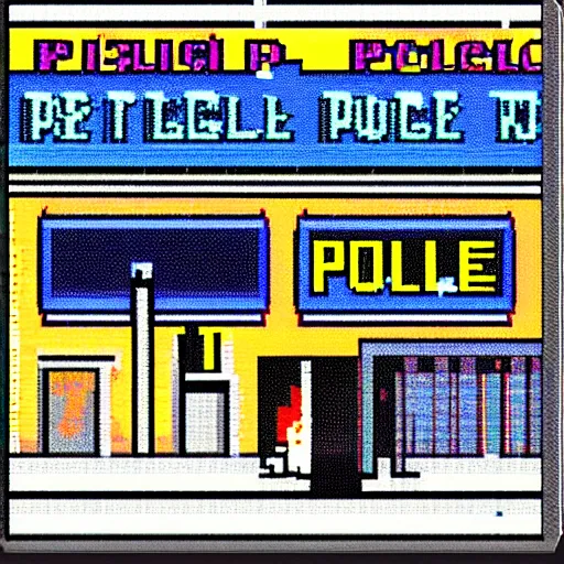 Image similar to pixel art of 1990s VHS footage of police brutality