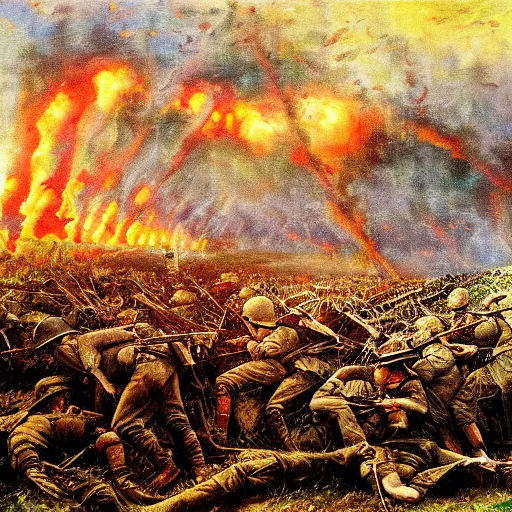 Image similar to Battle of the Somme painting 1916