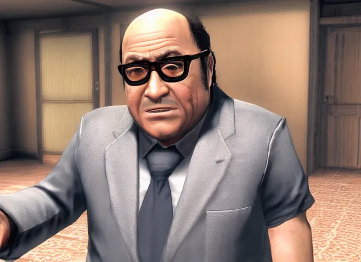 Prompt: video game still of danny devito in the video game yakuza zero,