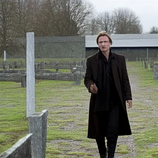 Prompt: liam neeson as bobby sands, outside the maze prison