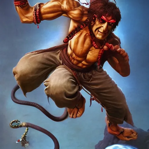 Image similar to john lennon as dhalsim street fighter, ultra realistic, concept art, intricate details, highly detailed, photorealistic, octane render, 8 k, unreal engine, art by frank frazetta, simon bisley, brom