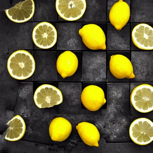 Prompt: a 3 x 3 grid of a lemon
