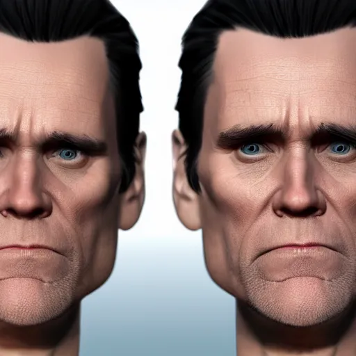 Image similar to hyper - realistic portrait of jim carrey in a gta game, concept art, 3 d, 4 k