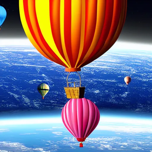 Image similar to hot air baloon in space. universe in the background