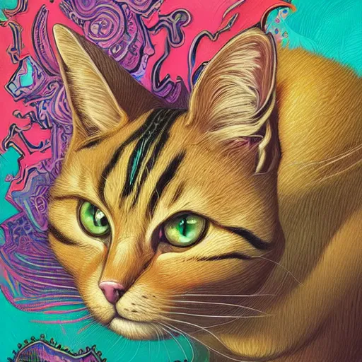 Prompt: Schroedinger's CatBy Casey Weldon and Martine Johana, rich colors, intricate, elegant, highly detailed, centered, digital painting, artstation, concept art, smooth, sharp focus, illustration