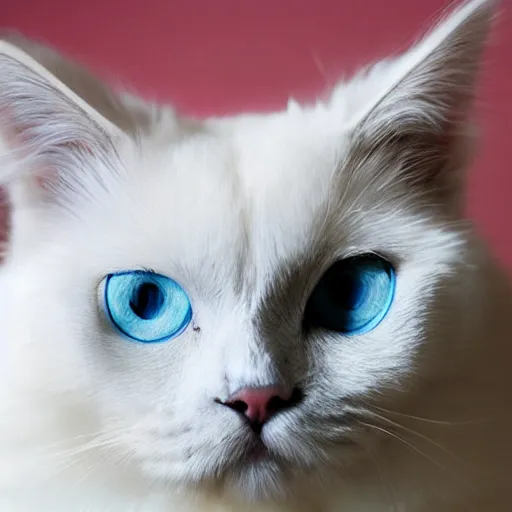 Prompt: beautiful white himalayan cat with ice blue eyes