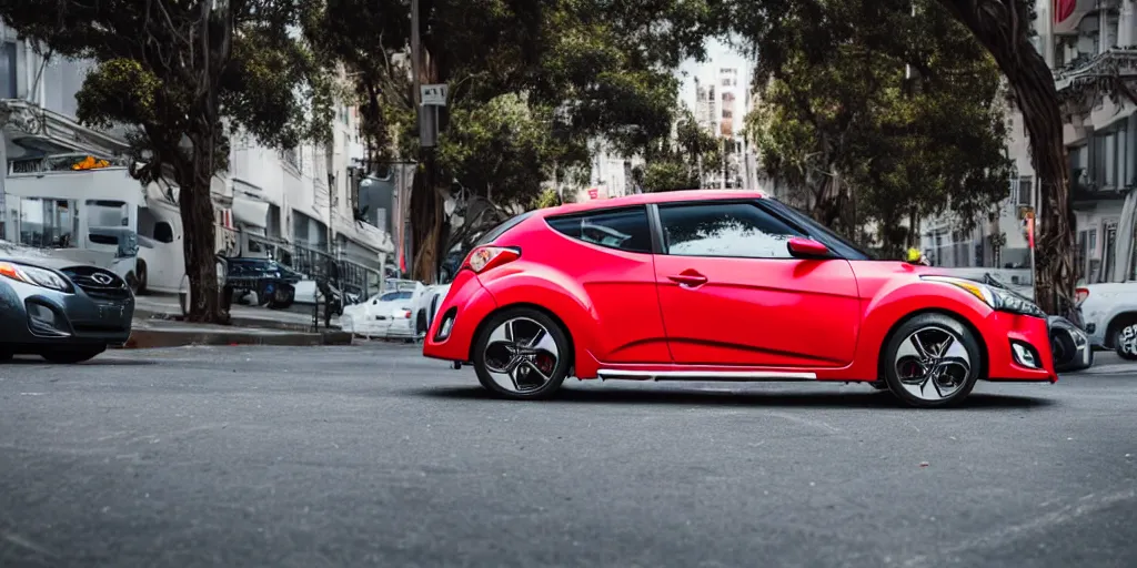 Prompt: a hyundai veloster in san fransisco, photography