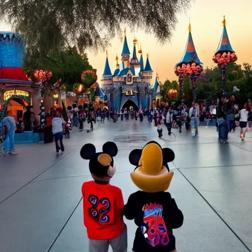 Image similar to Homeboys Hangin' Out at Disneyland at Twilight