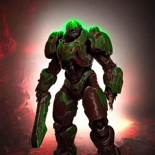 Image similar to doom slayer from doom eternal, photography