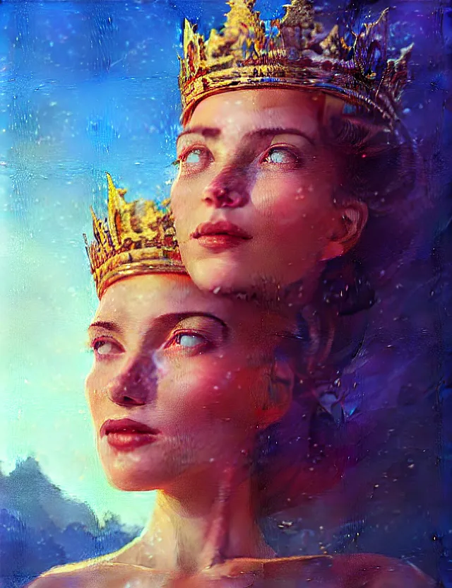 Image similar to blurred background. close-up portrait of a goddess in crown, by Artem Chebokha by Anka Zhuravleva, Anato Finnstark and Alena Aenami, Angus McKie, Anton Fadeev, by Jesper Ejsing, by RHADS, Makoto Shinkai and Lois van baarle, ilya kuvshinov, rossdraws global illumination, octane render, unreal engine, cinematic counter light, high detail, octane render, 4k