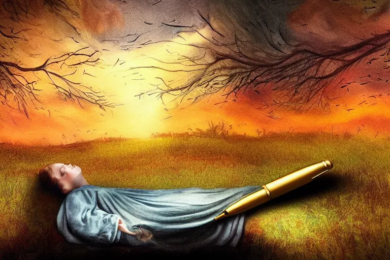 Image similar to quenn sleep, fantasy, pen painting, ultra realistic!!!, hdr, clear weather, golden hour, sharp focus