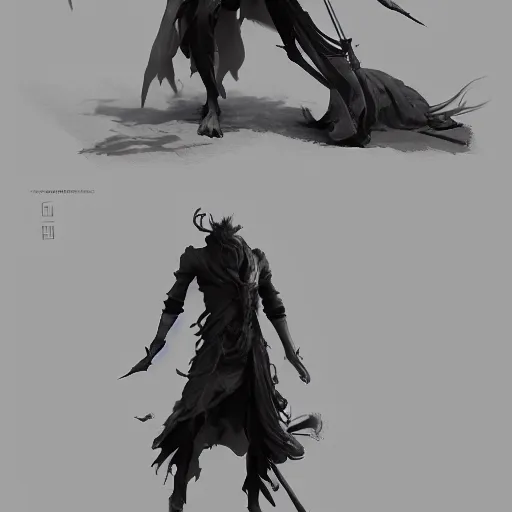 Image similar to a set of clothing design of the magician of the fantasy world, thin young male, black and white tone, 2 d game art, design by cory loftis, fenghua zhong, ryohei hase, ismail inceoglu and ruan jia. artstation, volumetric light, detailed, photorealistic, fantasy, rendered in octane