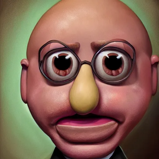 Image similar to teteaclaquestv mr potato head caricature, artgem, digital painting, color painting, hyperrealistic, concept art, oil painting, masterpiece, concept art, trending on deviantart, realistic and detailed face, highly detailed, high quality, 8 k, soft lighting, fancy colors, fantasy, cinematic, high coherence