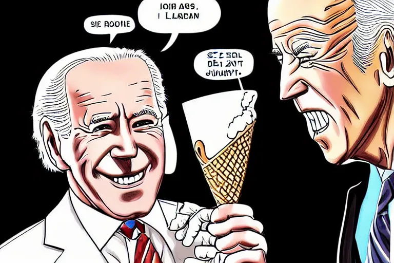 Image similar to Joe Biden eats ice cream, melts Americans, Junji Ito