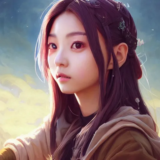 Image similar to highly detailed portrait of tzuyu from twice, stephen bliss, unreal engine, fantasy art by greg rutkowski, loish, rhads, ferdinand knab, makoto shinkai and lois van baarle, ilya kuvshinov, rossdraws, tom bagshaw, global illumination, radiant light, detailed and intricate environment