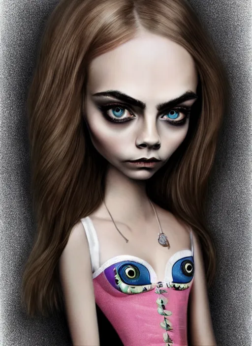 Image similar to cara delevingne as a mark ryden doll, detailed digital art, trending on Artstation