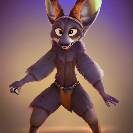 Image similar to jackel pharao, jackal dressed up as a pharao, furry fluffy jackal, dessert wolf, style of maple story and zootopia, 3 d animation demo reel, portrait studio lighting by jessica rossier and brian froud and gaston bussiere