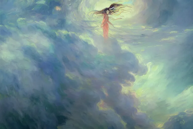 Prompt: the oracle of clouds by ross tran and claude monet, oil on canvas, trending art station