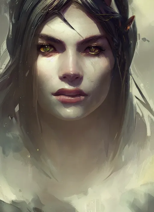 Prompt: female nightelf girl, beautiful face, rule of thirds, intricate outfit, spotlight, by greg rutkowski, by jeremy mann, digital painting