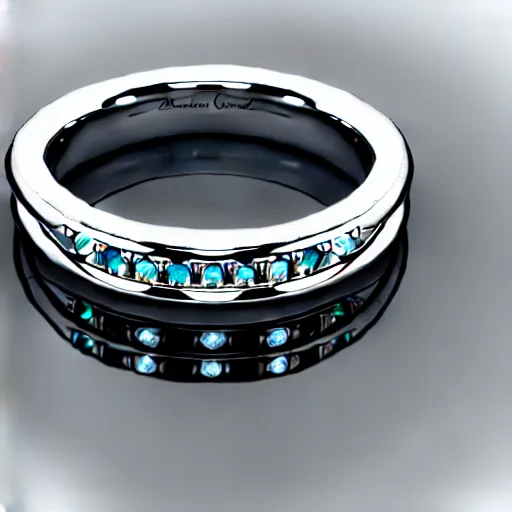 Image similar to wedding ring with two diamonds outside and one in the middle, realistic, hyper detailed, concept art, victorian, multiple angles, schematic