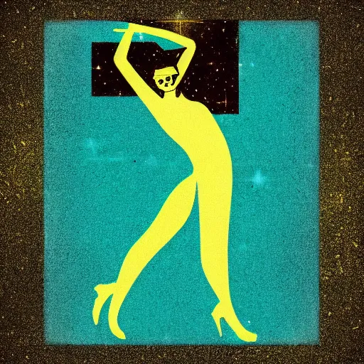 Image similar to art deco of a space woman, teal pallette, random