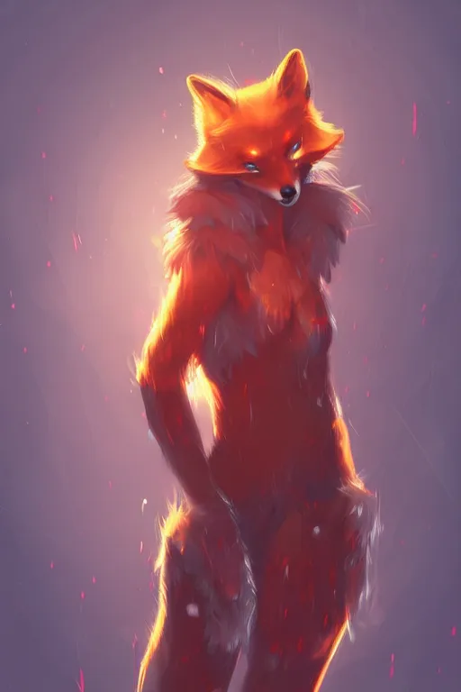 Image similar to a fox fursona, trending on artstation, by kawacy, furry art, digital art, cyberpunk, high quality, backlighting