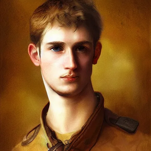 Image similar to portrait of a young ranger, fantasy, rugged, handsome, digital painting, by Charles Sillem Lidderdale
