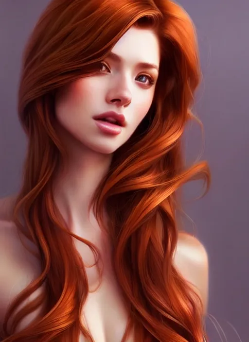 Image similar to a gorgeous female with long auburn hair in the style of stefan kostic, realistic, full body shot, wide angle, sharp focus, 8 k high definition, insanely detailed, intricate, elegant, art by stanley lau and artgerm, floating embers