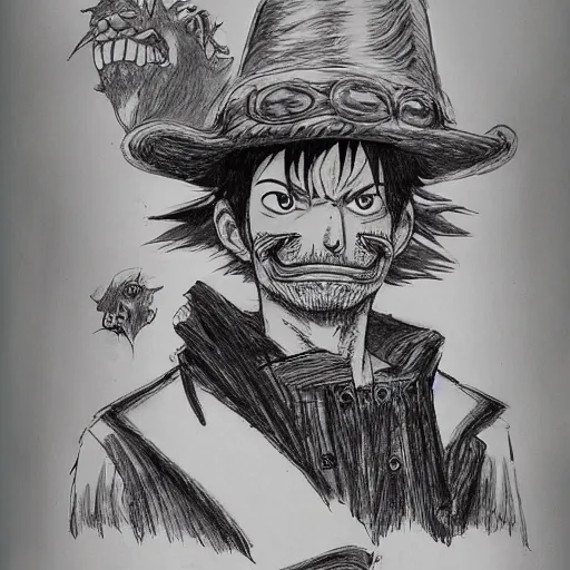 Image similar to [ luffy mustache ] ( by kim jung gi ) ( by kentaro miura ) ( by george morikawa )