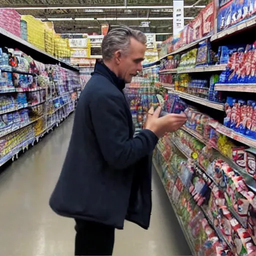 Image similar to jordan peterson crying in walmart