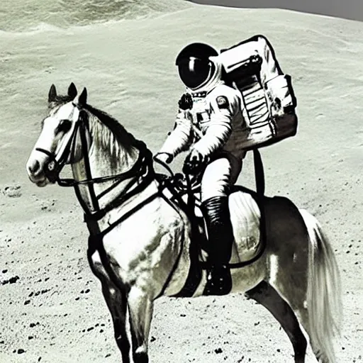 Image similar to an astronaut riding a horse on the moon